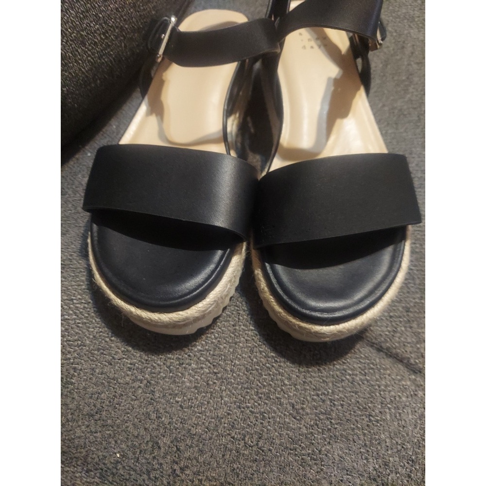 A NEW DAY size 11 Rianne Espadrille Sandals Ankle Buckle Black Platform Y2k Boho - Picture 2 of 11